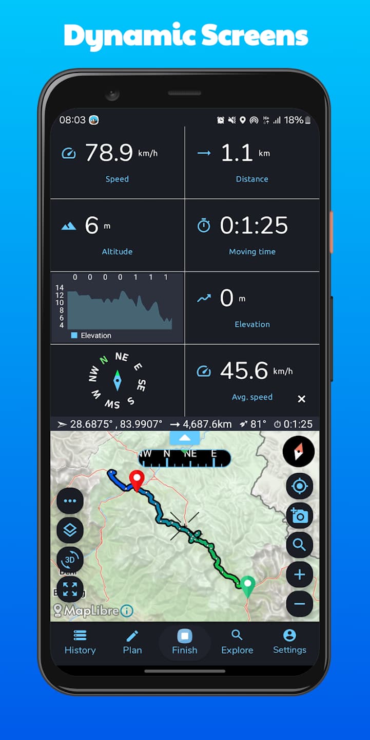 The AltoTrails app showing a recorded trail